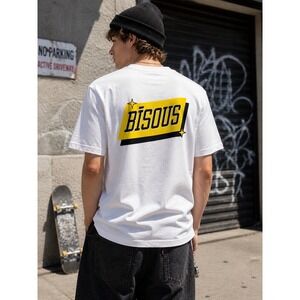 Bisous Skateboard T Shirt White Graphic Logo Tee Men's Small‎ Streetwear NWT New